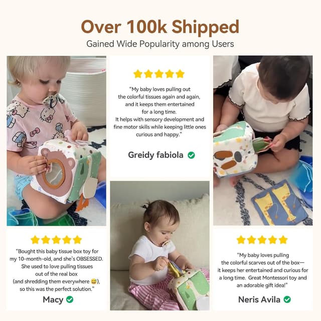 Thumbnail 6 de Youuys Baby Tissue Box Toy Montessori Cube 12pcs