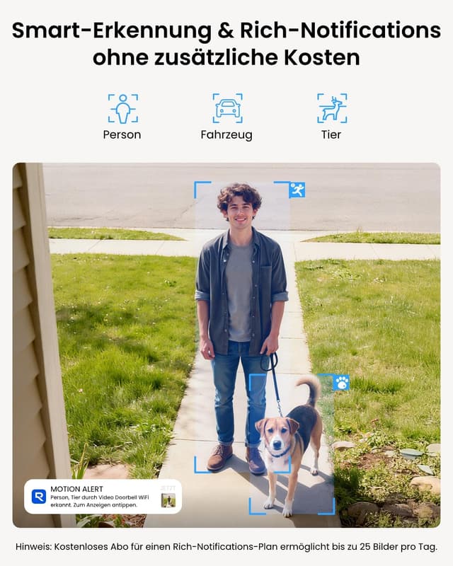 Detalle de Reolink 5MP Video-Türklingel Kamera mit Chime (WLAN 2,4/5 GHz, 3:4 Kopf-zu-Fuß, 180°) – Weiß
