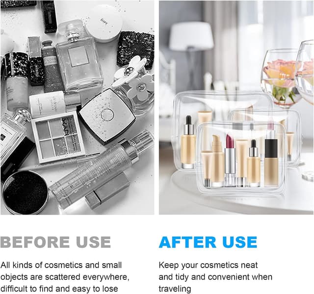 Detalle de Aucuu Kulturtasche transparent (4er-Set) – wasserdichte PVC-Reise-Waschtaschen, TSA-zugelassen, für Familie