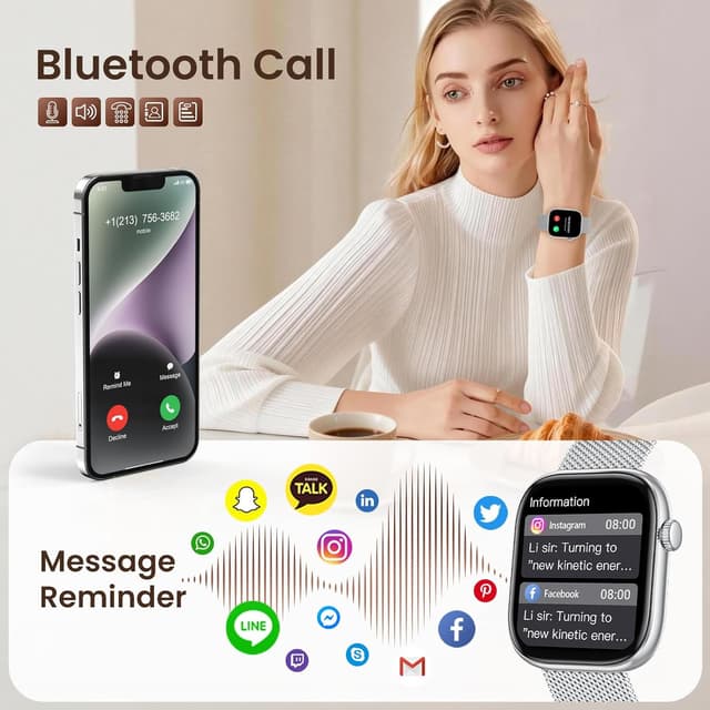 Detalle 2 de idomars Lady Smartwatch for iOS & Android (IP67) with SpO₂, heart rate, sleep and call features