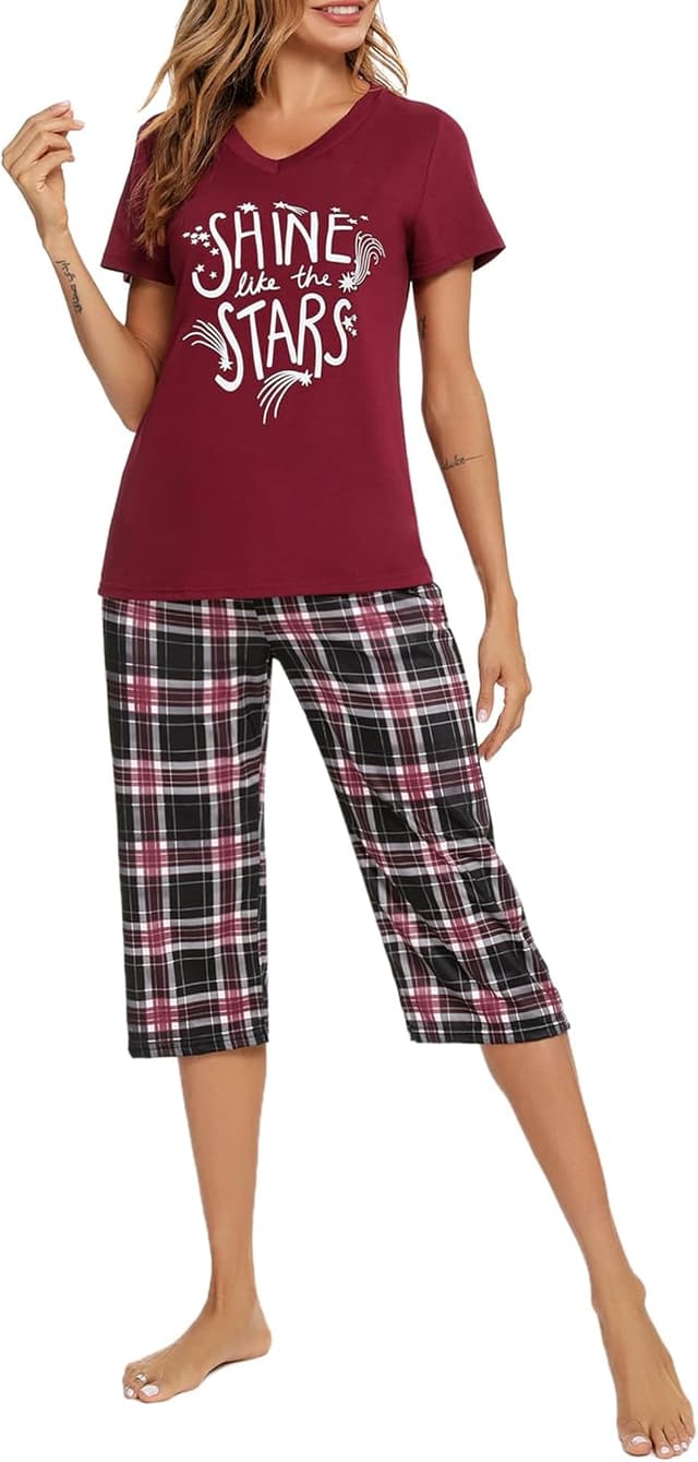 Thumbnail 5 de iClosam Damen Schlafanzug Kurzarm Set