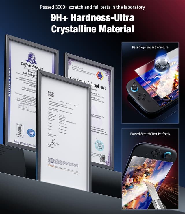 Detalle de Hoerrye Schutzfolie aus Panzerglas für Nintendo Switch 2 (HD klar, 2 Stück) – 7,9 Zoll, blasenarme Montage