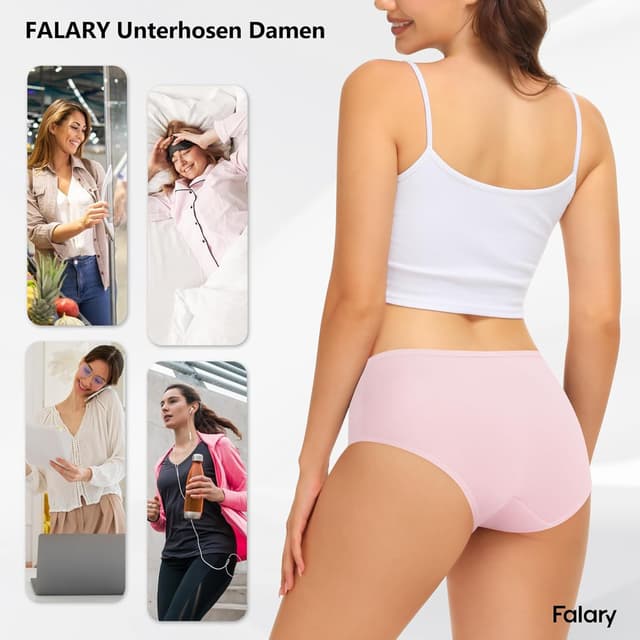 Thumbnail 4 de FALARY Damen Unterhosen im 6er-Pack aus Baumwolle (mittlere Taille) – atmungsaktive Slips mit Elasthan