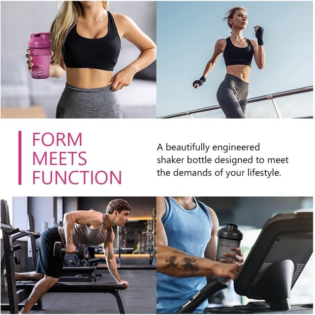 Thumbnail 3 de ACWOO 500ml Protein Shaker Bottle (2 pack) with Stainless Steel Mixing Ball – Leak Proof Flip Lid, BPA Free, Black + Purple