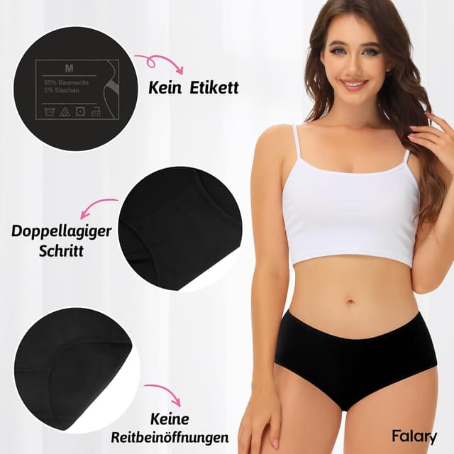 Thumbnail 2 de FALARY Mutande Donna Cotone Midi Vita Pack da 6