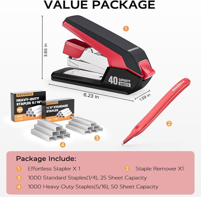 Detalle de Effortless heavy duty desktop stapler 40 sheet