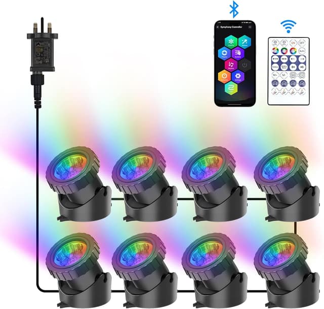 Detalle de NATPOW Pond Lights RGB Bluetooth 8-in-1 🌊