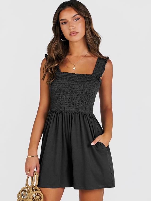 Detalle de Caracilia Smocked Rompers Square Neck