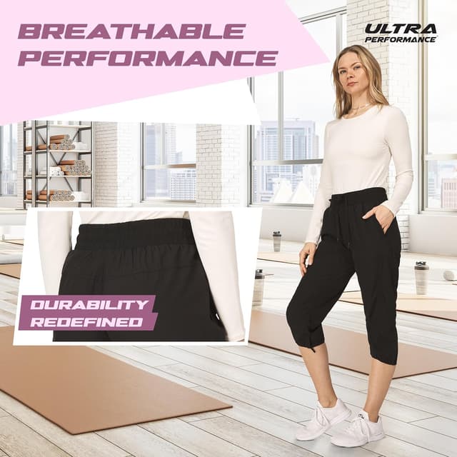 Detalle 2 de Ultra Performance Women’s Ultra Performance Capri Pants (2-Pack) with Cargo Pockets, Stretch & Moisture-Wicking (Plus Size Available)