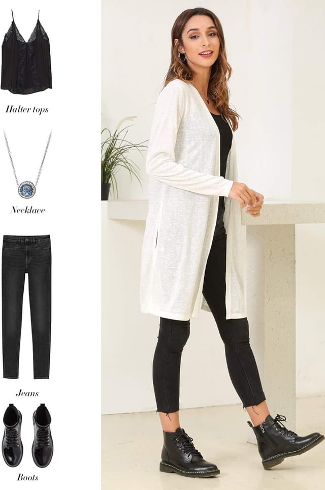 Detalle 1 de MessBebe Lang Cardigan Damen Dünn