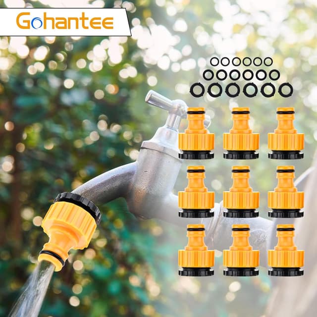 Thumbnail 6 de gohantee 9 Stück Schlauchverbinder Hahnverbinder 2-in-1 für 1/2 und 3/4 Zoll – Tap Connector Adapter