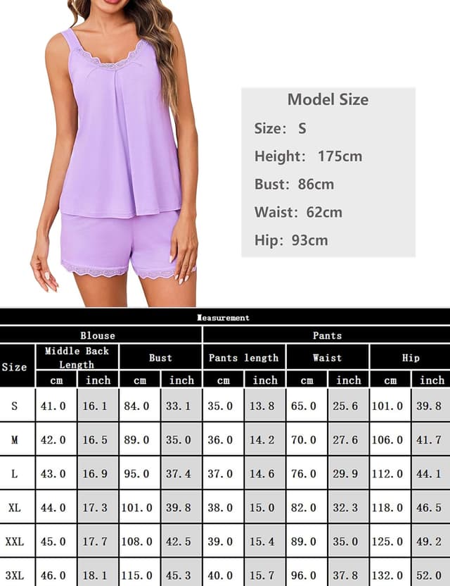 Detalle 2 de Uniexcosm Kurzer Pyjama Set Damen kurz