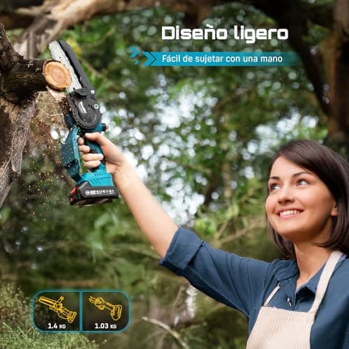 Thumbnail 7 de SEESII 6 Pulgadas Mini Motosierra a Batería & 33 mm Tijeras de Podar Eléctricas, 2-en-1 Kit Herramientas de Jardín con 2 × 2000 mAh Baterías, Motor Brushless, Ideal para Corte de Troncos y Ramas