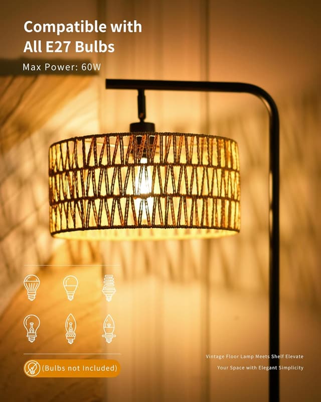 Thumbnail 5 de Lampadaire Rotin Style Bohème 175 cm