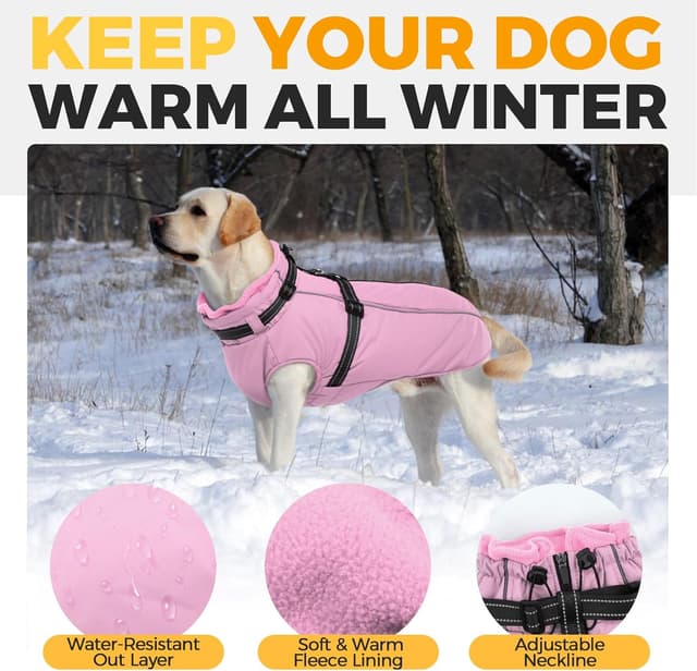 Thumbnail 2 de Lelepet Dog Coat with Harness Built In Water-Resistant Pink 3XL