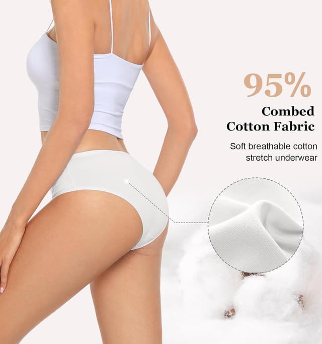 Detalle 2 de coskefy Underwear Women 6-Pack Cotton Knickers – breathable soft hipster briefs