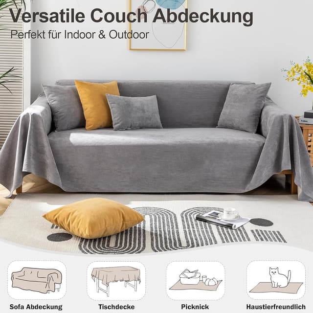 Detalle de Royhom Copridivano Antigraffio per Gatto impermeabile, grigio 2 posti 180x260 cm