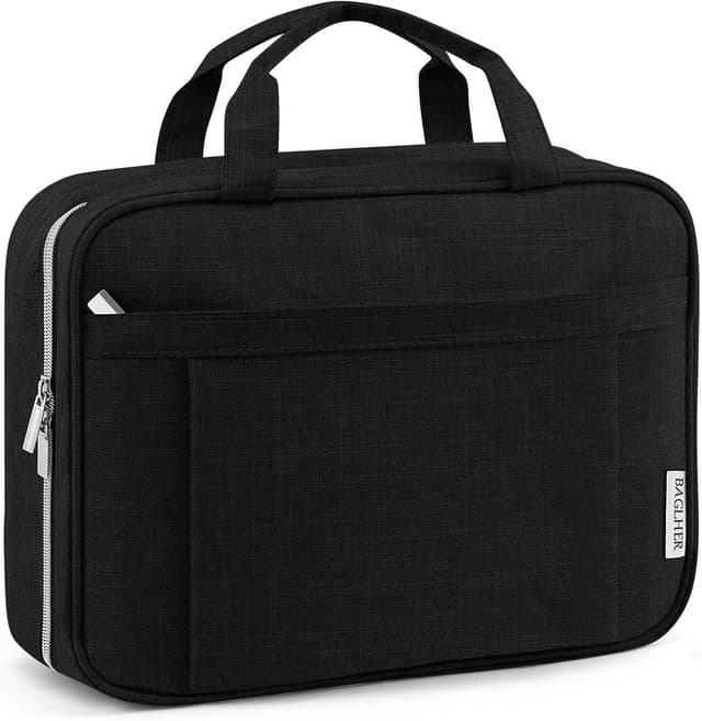 Detalle de BAGLHER Travel Toiletry Bag for Women (Large Black) with Hanging Hook and Organiser Compartments