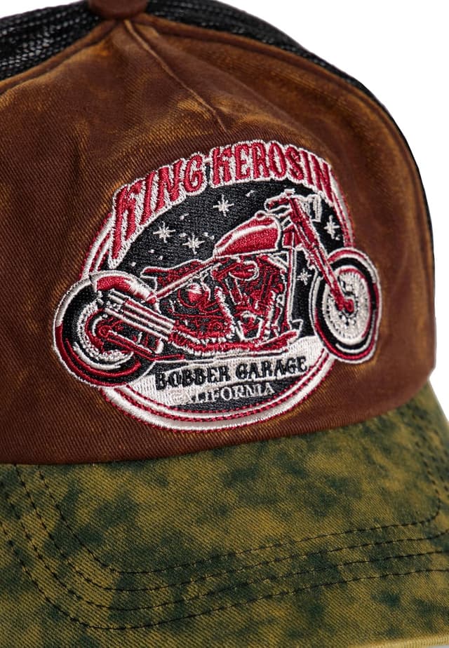 Detalle de King Kerosin Herren Trucker Cap im Vintage Retro Look „Bobber Garage“