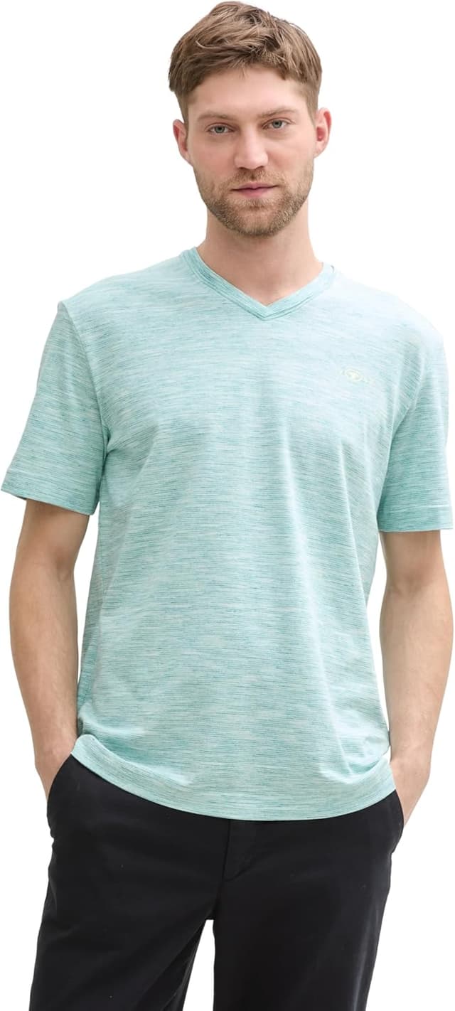 Detalle 2 de TOM TAILOR T-Shirt da uomo jaspe con scollo a V in cotone