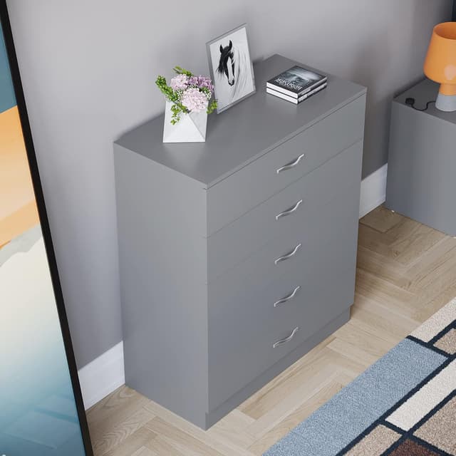 Thumbnail 6 de Vida Designs Riano 5 Drawer Chest of Drawers in Grey with Metal Handles and Anti-Bowing Support