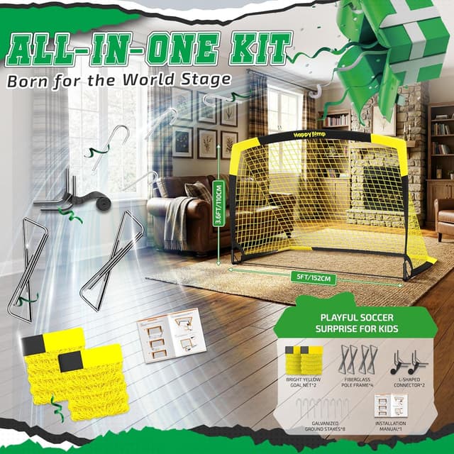 Thumbnail 6 de Happy Jump Portable Pop Up Football Goals (Optional Target Sheet) – Weatherproof training nets for garden & outdoor use, multiple sizes