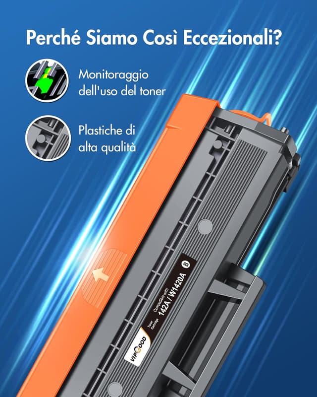 Detalle de VIPGOOD 142A W1420A toner compatibile con chip per HP LaserJet (nero) – per M110/M140/M139