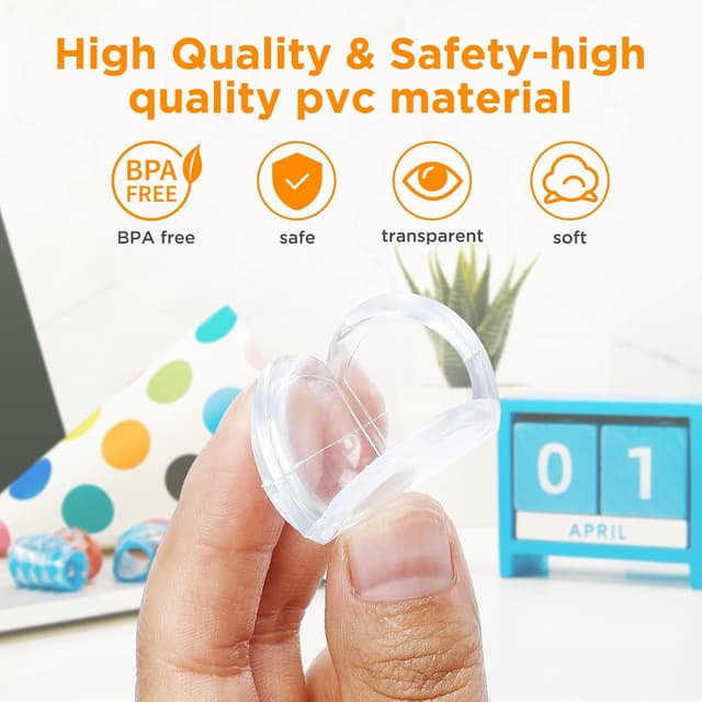 Detalle de Romon lot de 20 protections d’angle et coins de table transparentes pour bébé (2 formes)