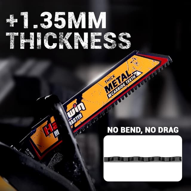 Detalle de Lot de 3 lames de scie sabre HARDWIN Hardwin 150 mm (6") 8 TPI carbure – pour métal épais, fonte et inox, emmanchement 1/2