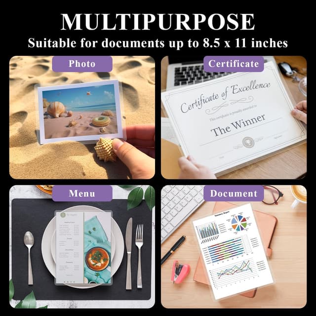 Thumbnail 6 de Surligneus Laminating Sheets 8.5 x 11 (200-Pack) Thermal Laminating Pouches, 3 Mil, Clear Letter-Sized