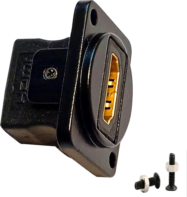 Detalle de SHANFEILU HDMI Straight D-Type Panel Mount Adapter (Coupler, female-to-female, screw fixings)