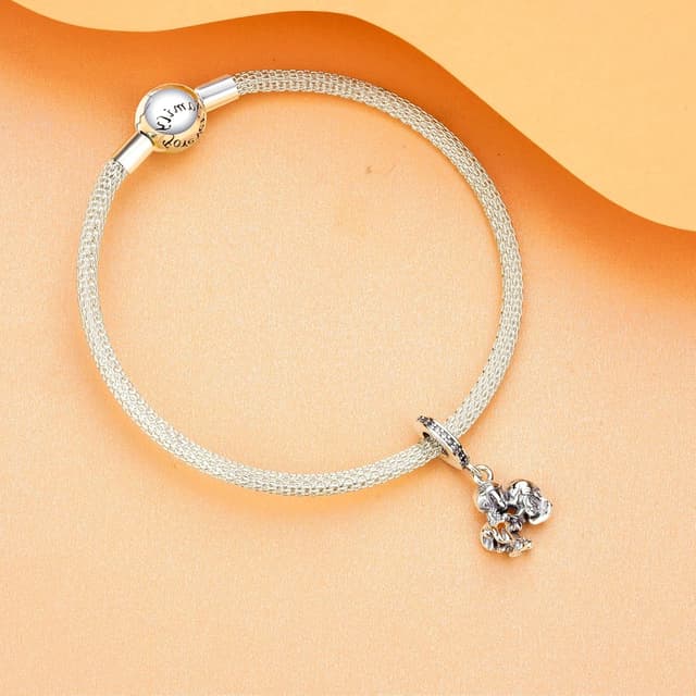 Detalle de Rimgoris 925 Sterling Silber Charm für Damenarmbänder „Liebe“ zum Valentinstag – Clip & Sicherheitskette