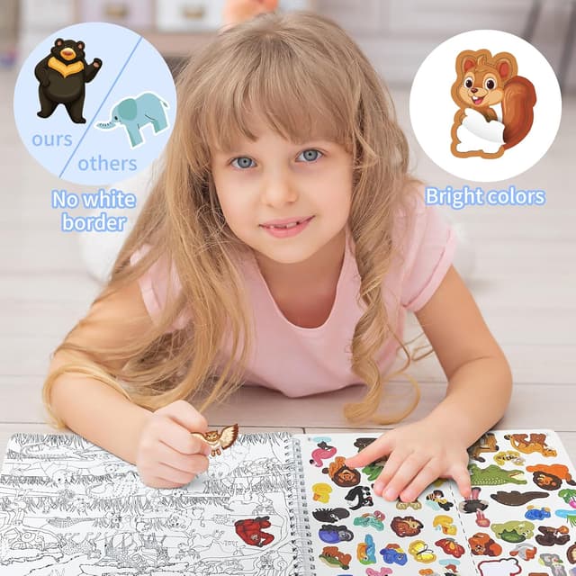 Detalle de Kalysky Find The Animal Sticker Book for Kids (20 Scenes, Over 400 Stickers)
