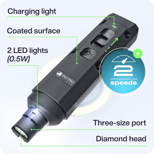 Detalle de PETPROVED Dog Nail Grinders silent electric nail grinder set for dogs and cats