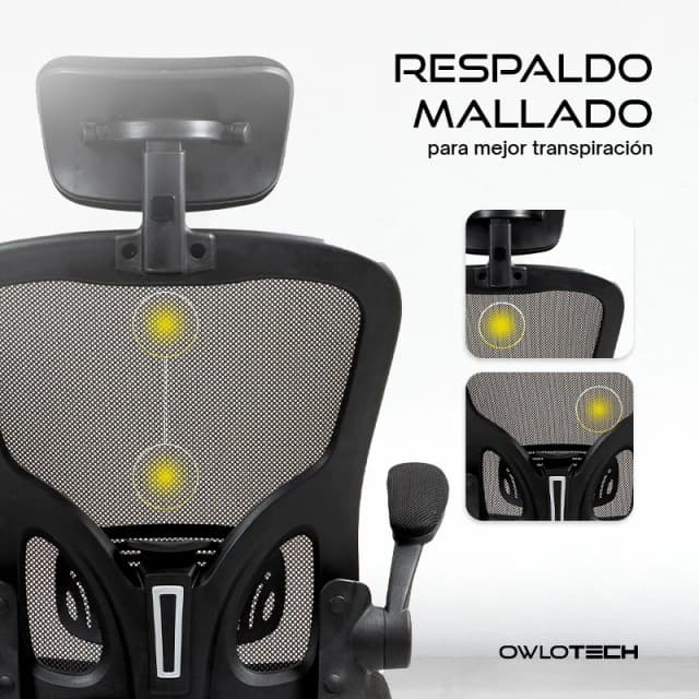 Detalle 1 de Owlotech Berkeley Silla Escritorio Ergonómica Negra