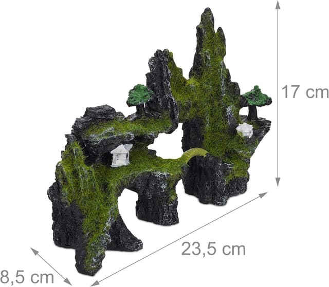 Detalle de Relaxdays Rocher déco d’Aquarium à l’aspect naturel (cachette japonaise), 17 x 23,5 cm