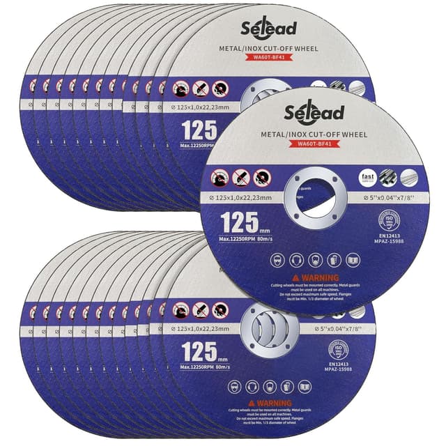 Detalle de Selead 25 PCS 125mm Metal & Stainless Cutting Discs (1.0mm) for Angle Grinders