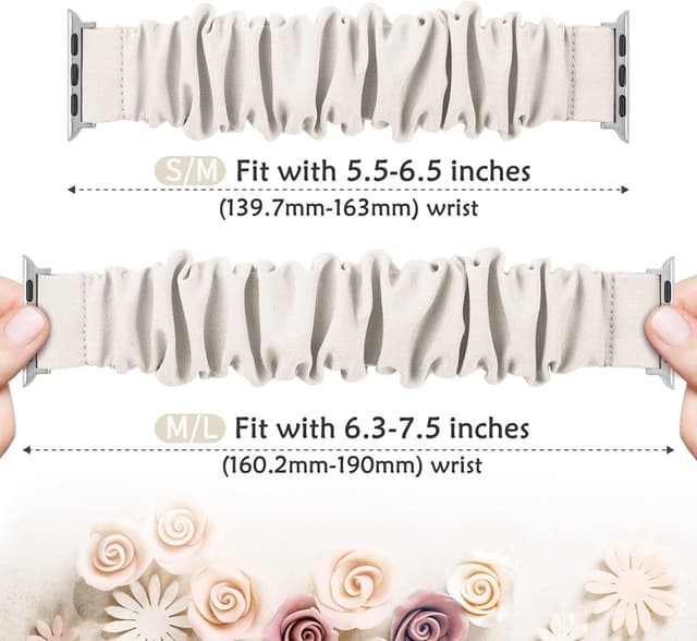 Detalle de DigiHero compatible Apple Watch scrunchie strap (soft printed elastic solo loop) for 38–46mm