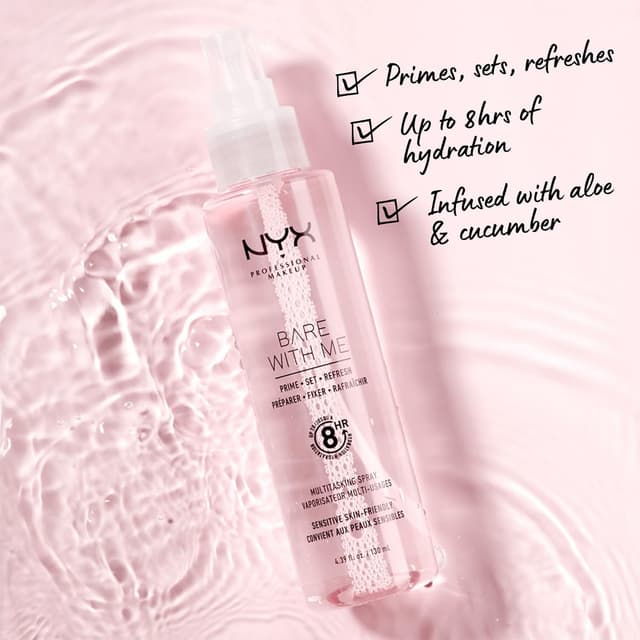 Detalle 2 de NYX Professional Makeup Bare With Me Multitasking Face Primer & Setting Spray (hydrating face mist, up to 8HR wear, vegan)