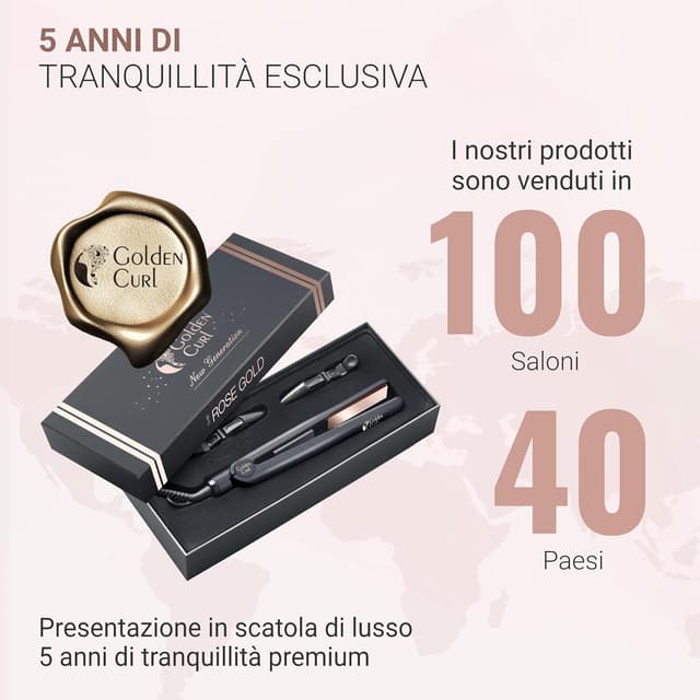 Detalle de Golden Curl Piastra per Capelli Golden Curl 2 in 1 (liscia e crea onde) con tecnologia ionica e titanio