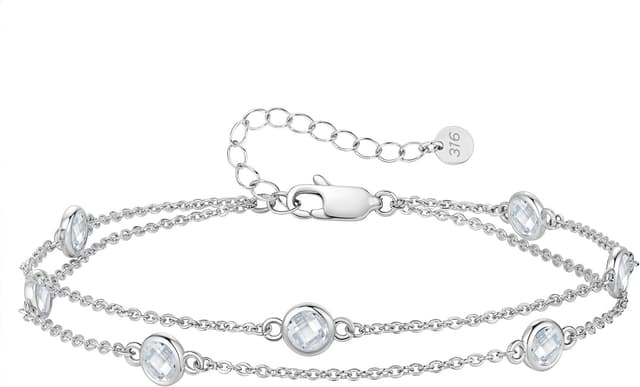 Detalle de LOUISA SECRET Bracciale da donna in argento 925 con zirconi, multistrato e regolabile
