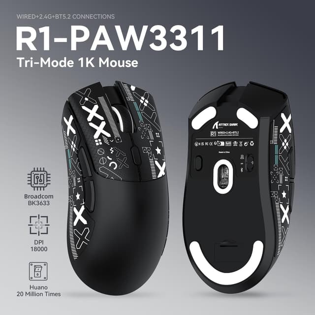 Detalle 2 de ATTACK SHARK R1 souris gaming 59 g