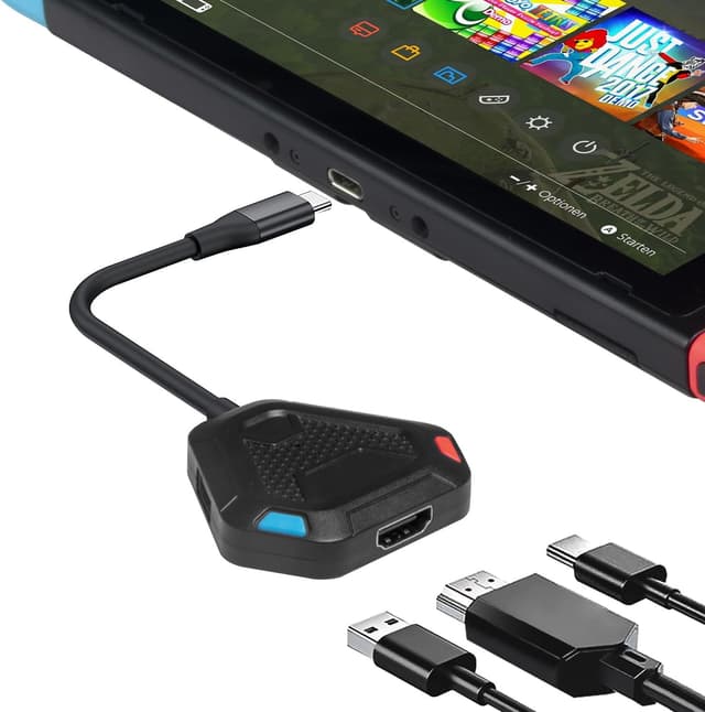 Detalle de 3-in-1 Switch Dock für Switch/OLED – portable S-… mit 4K HDMI, USB 3.0 und USB‑C PD 2.0 (Schwarz)