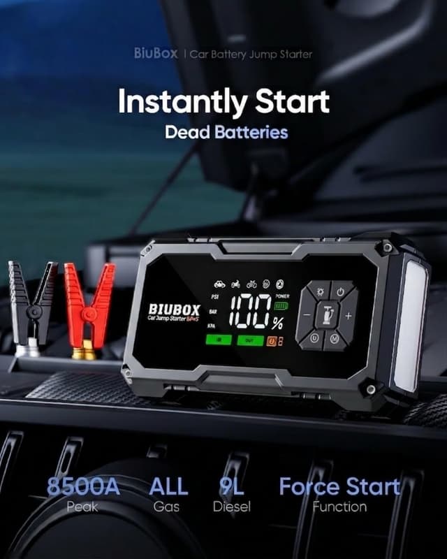 Detalle de BiuBox 8500A jump starter with air