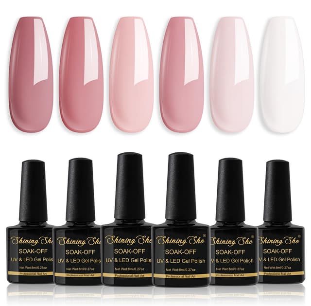 Thumbnail 6 de Shining She UV Nagellack-Set (6 Farben) Nude Rosa – Gel Polish zum Aushärten unter LED/UV-Licht