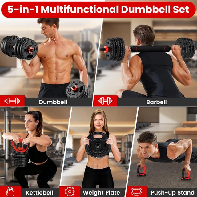 Detalle de SAUVOO Adjustable Dumbbell Set (22/33/45/70/90lbs) 5-in-1 Free Weight System