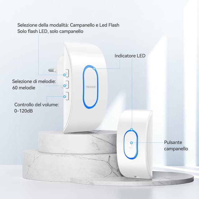 Thumbnail 5 de TECKNET Campanello senza fili 400 m, 60 melodie 🔔