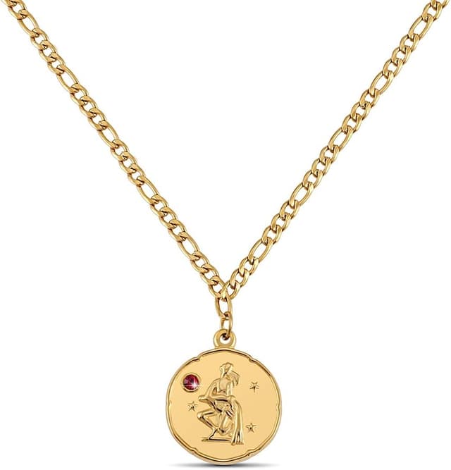 Detalle de GD GOOD.designs collana zodiacale in oro con pietra di nascita e ciondolo regolabile 42–47 cm