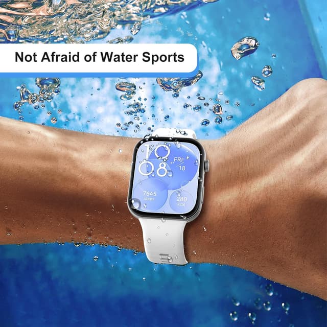 Detalle de TiMOVO Sport Bands for Huawei Watch Fit 3 – Soft Silicone Adjustable Replacement Straps (Black, Midnight Blue, White)