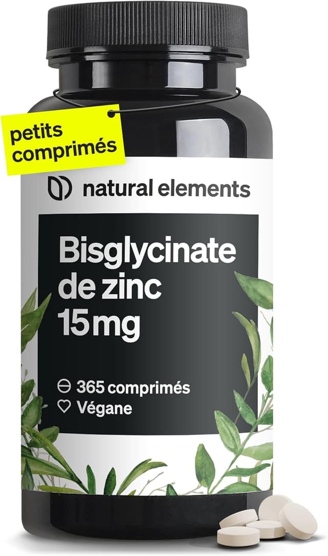 Detalle de Zinc Bisglycinate Pur 15 mg – 365 comprimés végétaliens (zinc pour l’immunité et la peau)